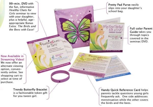 my first period kit and dvd - Healthy Chats for Tweens and Moms